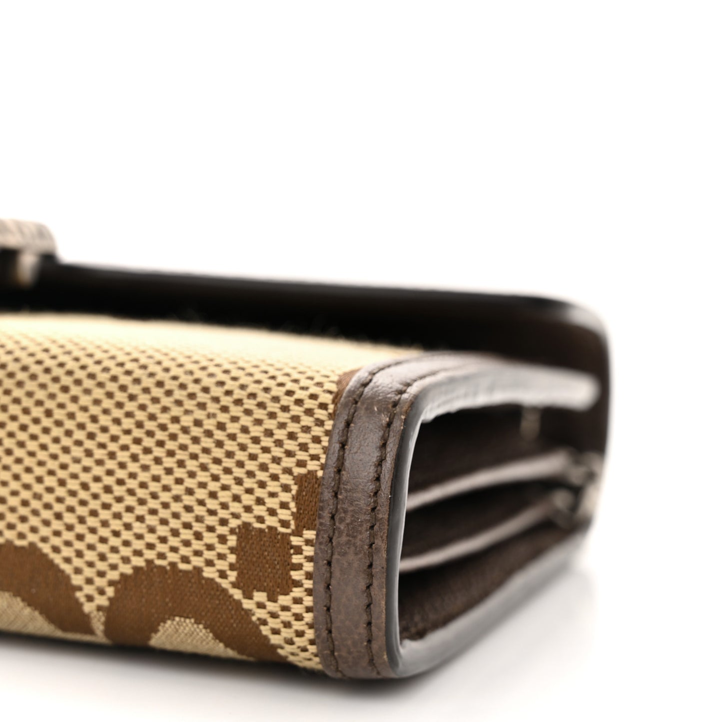 Monogram Jumbo GG Textured Dollar Calfskin Mini Dionysus Chain Wallet Camel Ebony New Acero