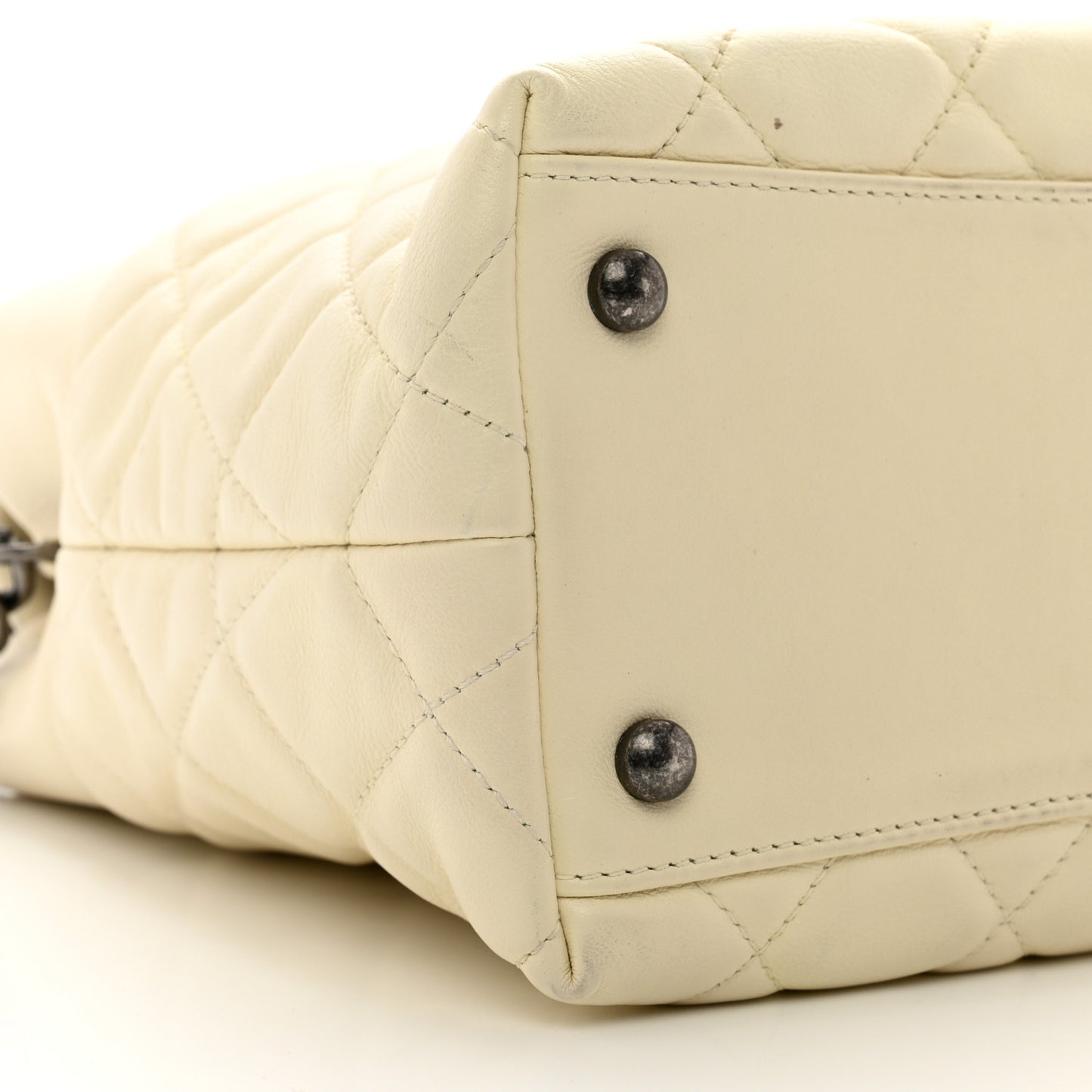 Calfskin Tweed Quilted Small Tote White Multicolor
