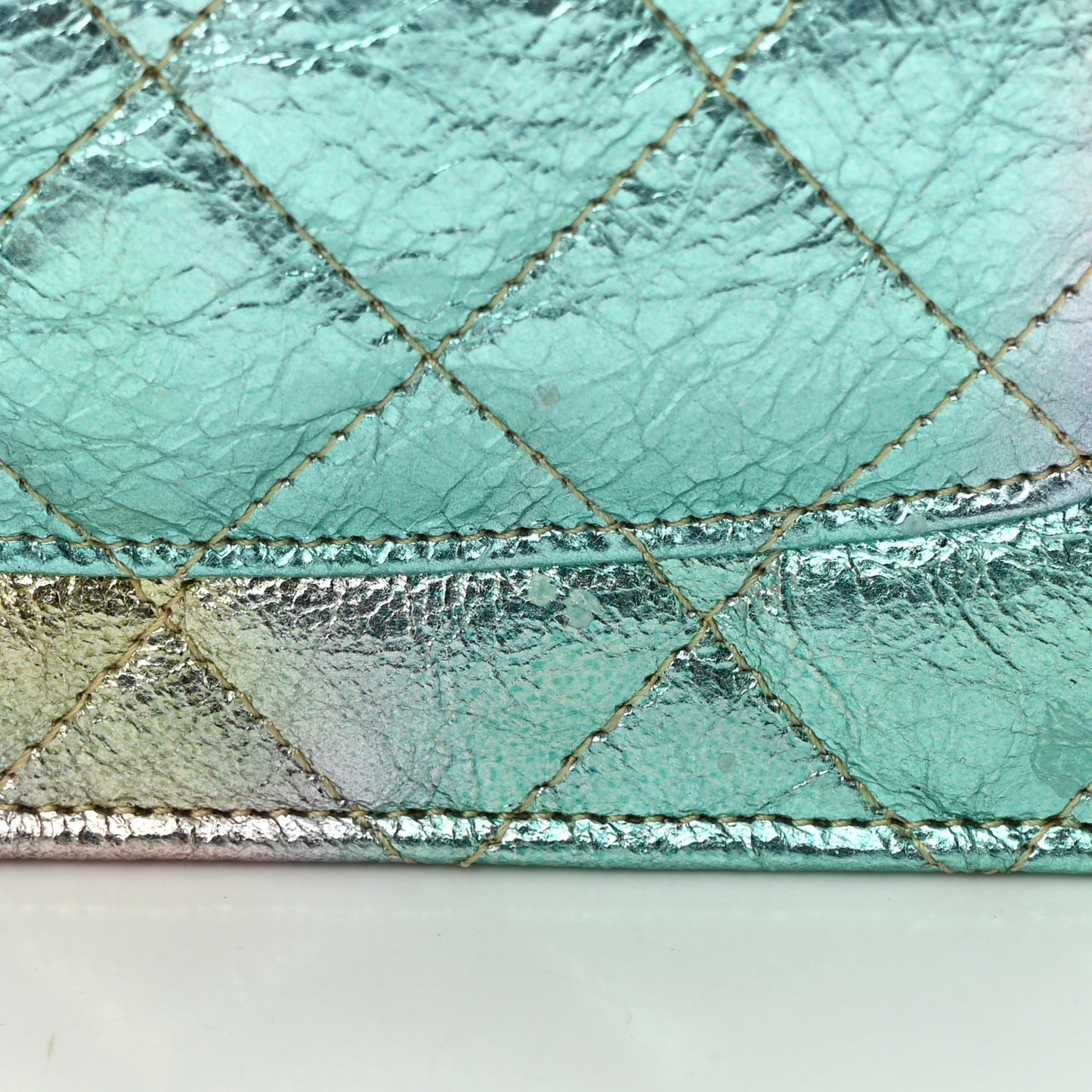 Metallic Goatskin Quilted 2.55 Reissue Wallet on Chain WOC Multicolor