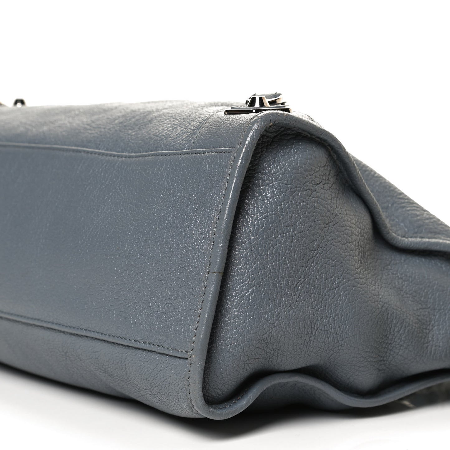 Chevre Silver Metallic Edge Hardware City Bleu Acier