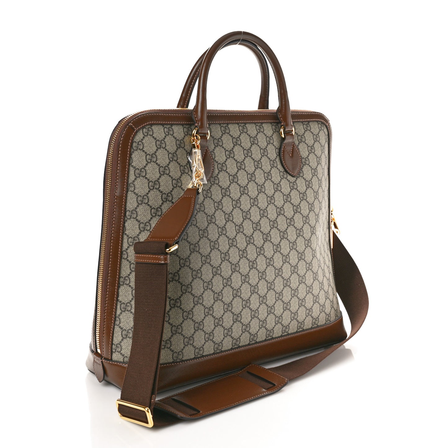 GG Supreme Monogram Azalea Calfskin Horsebit 1955 Duffle Bag Beige Ebony Brown Sugar