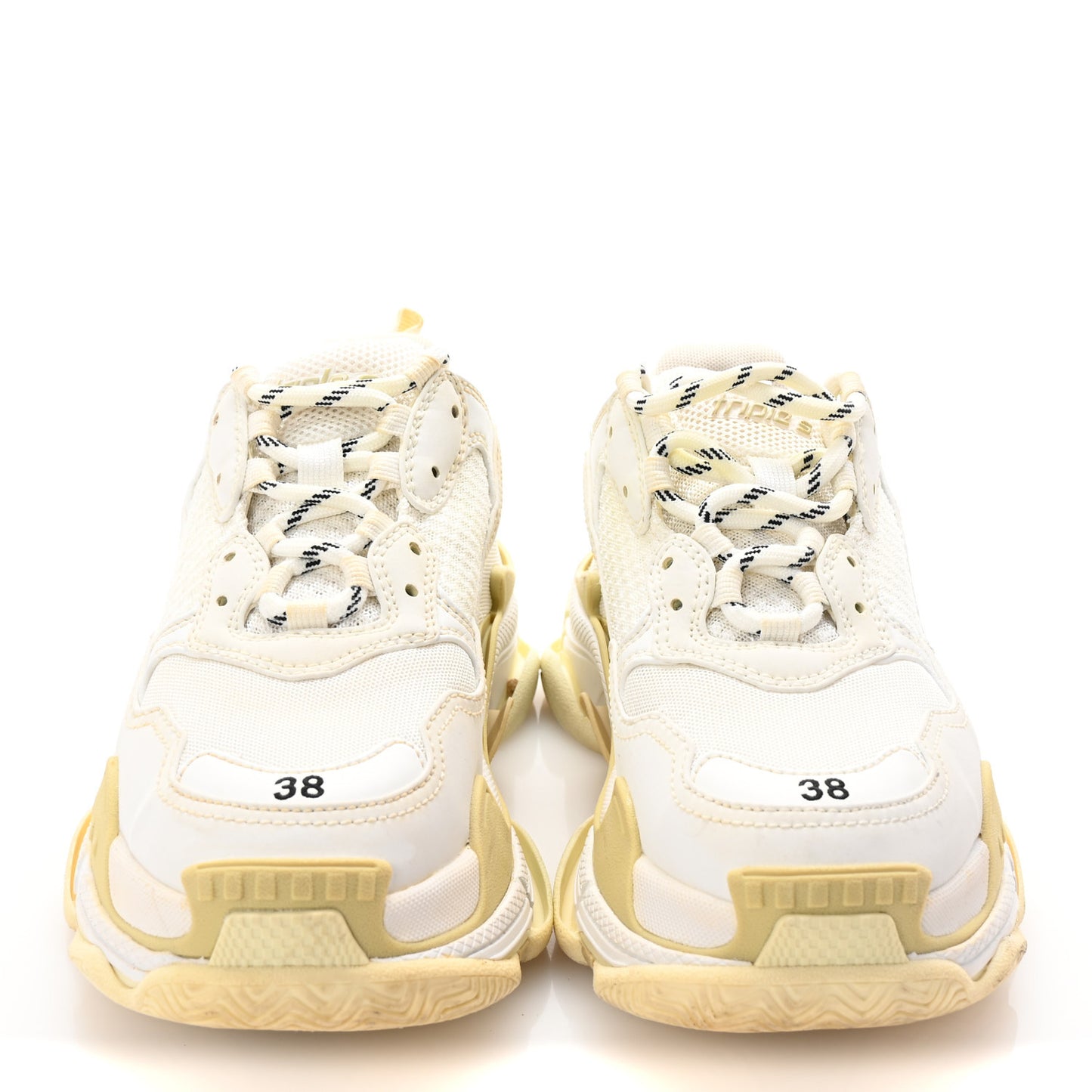 Fabric Mesh Womens Triple S Sneakers 38 White