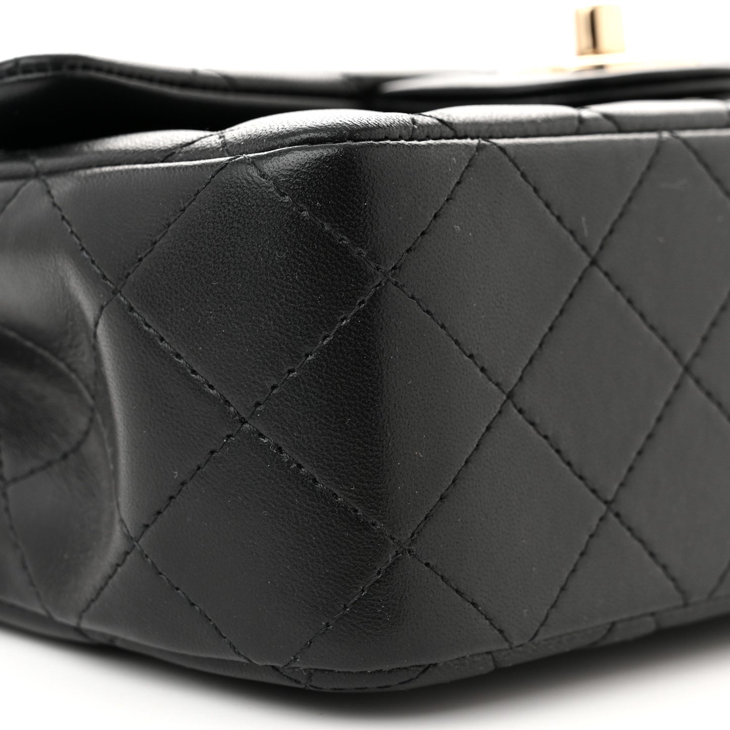 Lambskin Quilted Mini Top Handle Rectangular Flap Black