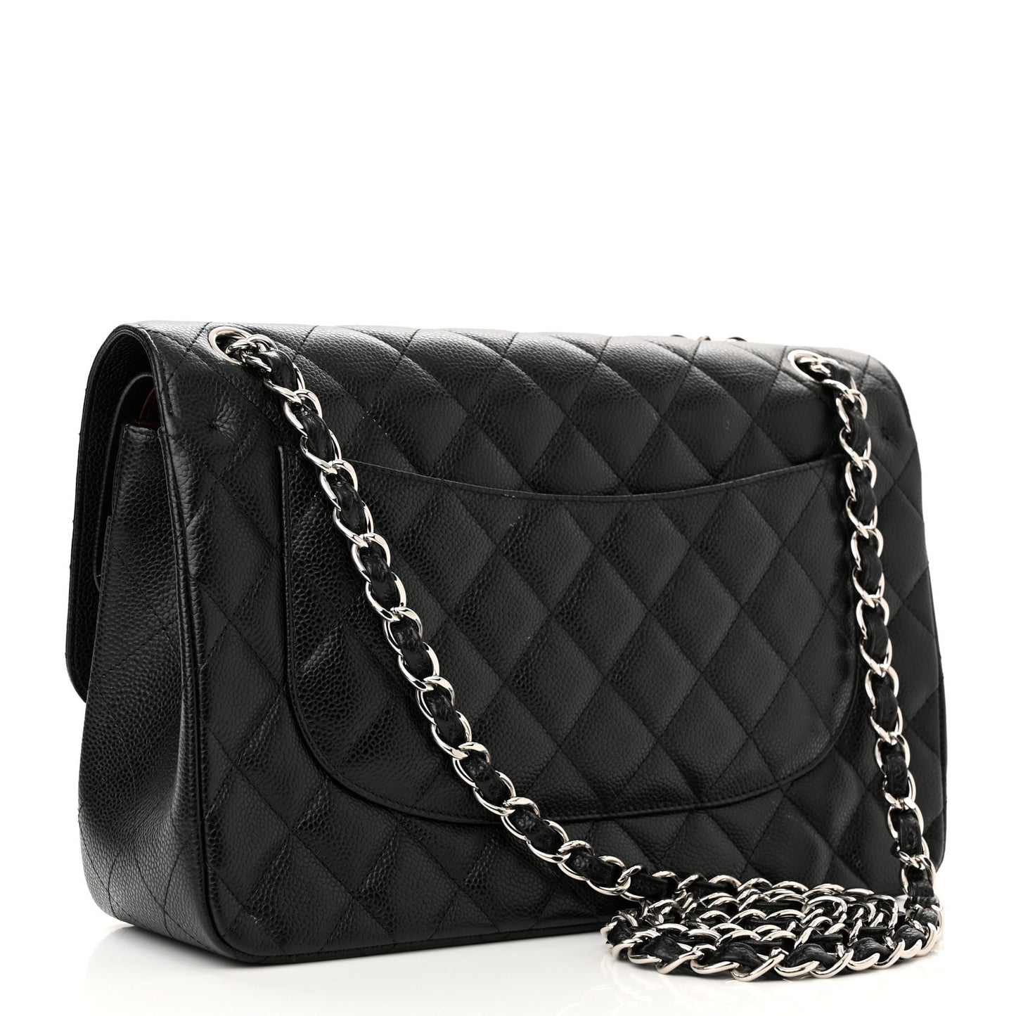 Caviar Quilted Jumbo Double Flap Black