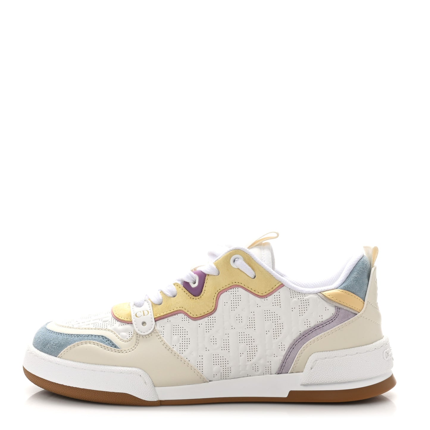 Calfskin Oblique Laser Perforated Dior One Low Sneakers 37.5 White Multicolor
