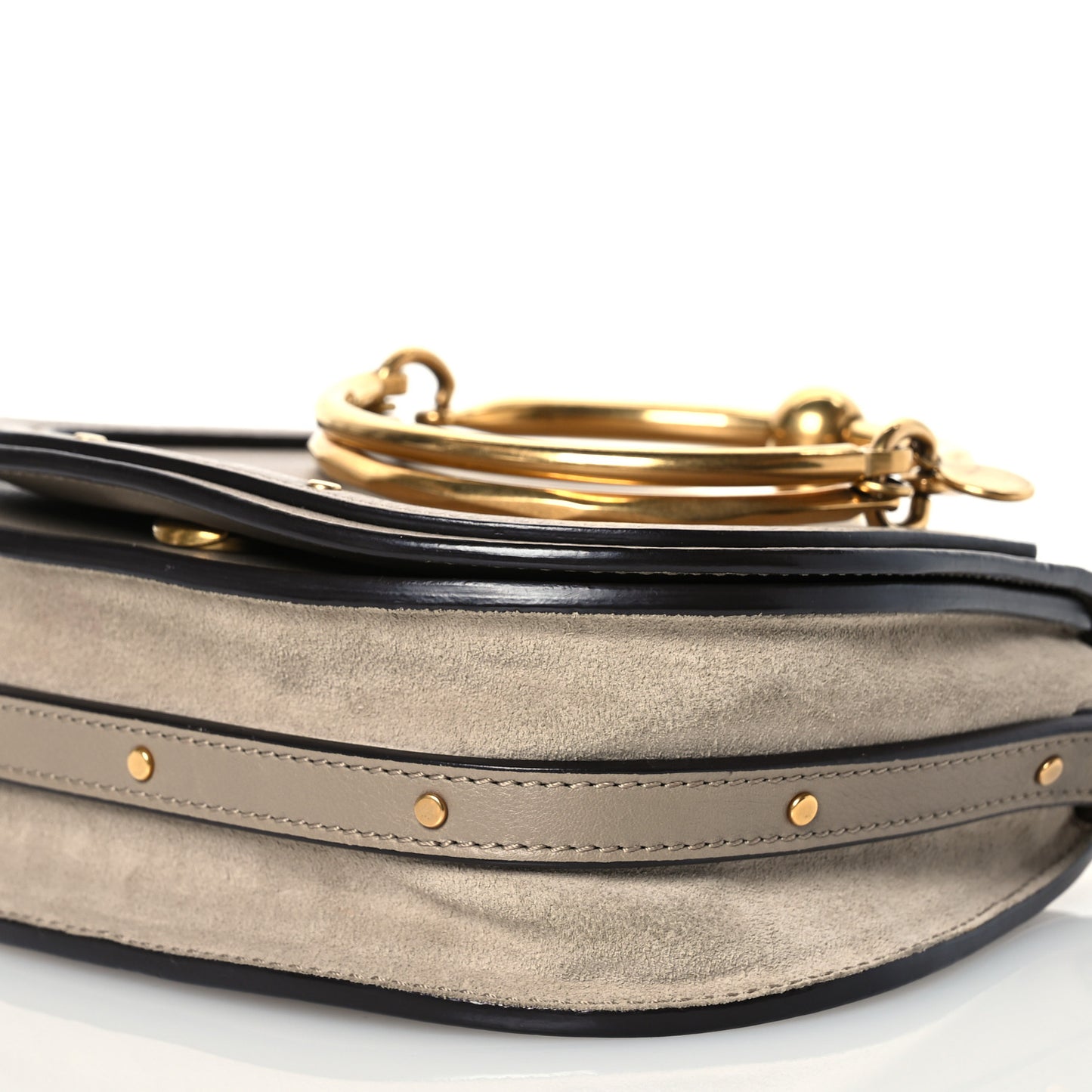 Calfskin Suede Small Nile Bracelet Bag Motty Grey