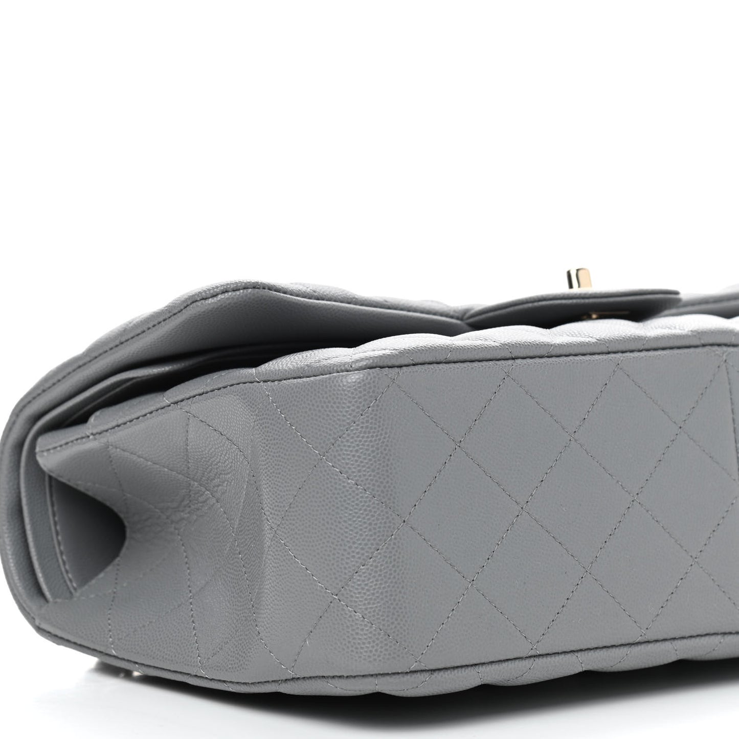 Caviar Quilted Jumbo Double Flap Grey