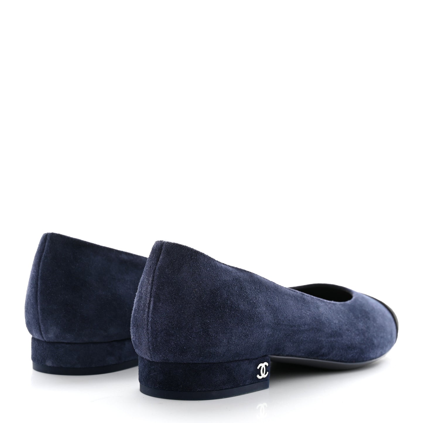 Suede Cap Toe Ballerina Flats 37 Navy