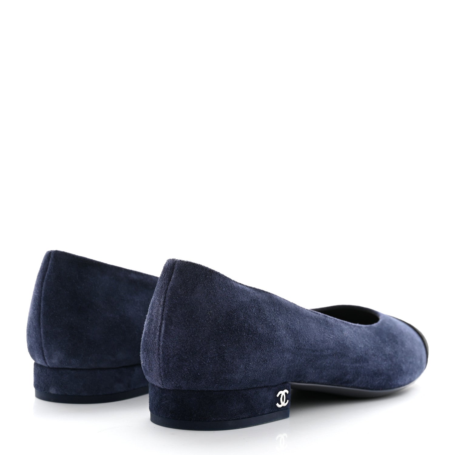 Chanel Suede Cap Toe Ballerina Flats 37 Navy 4 of 8