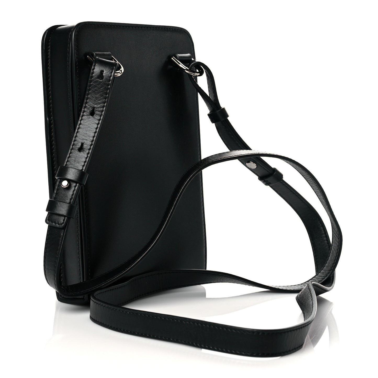 Lambskin Vertical Wallet On Strap Black