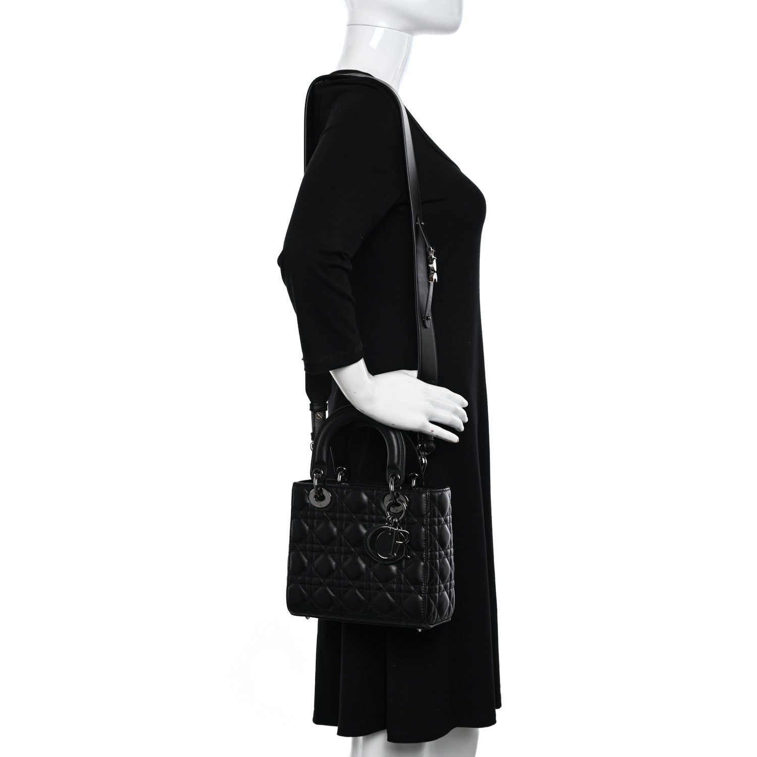 Christian Dior Lambskin Cannage Small My ABCDior Lady Dior Black 2 of 13