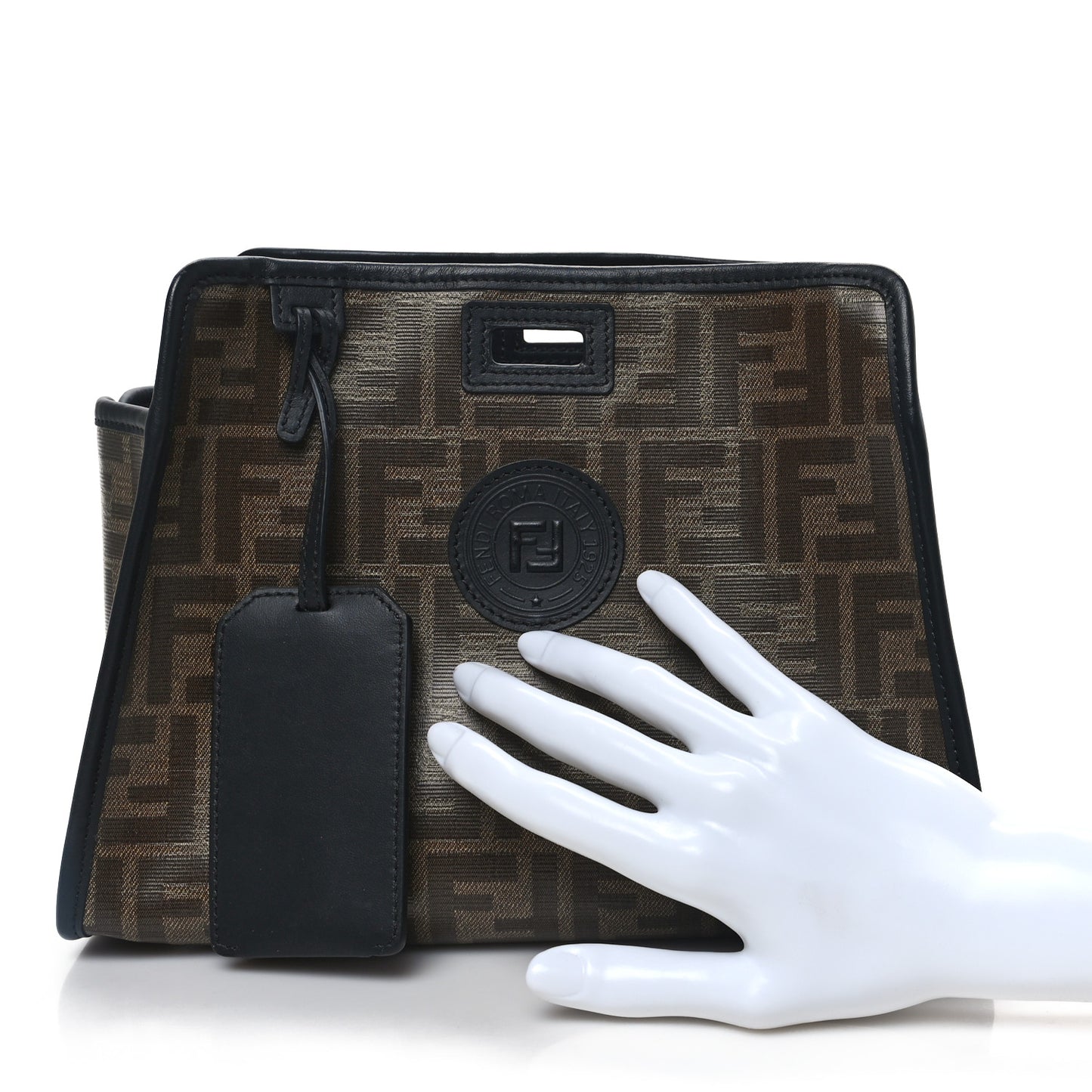 Glazed Fabric Vitello Century FF 1974 Stamp Patch Mini Peekaboo Defender Cover Mogano Panna Black
