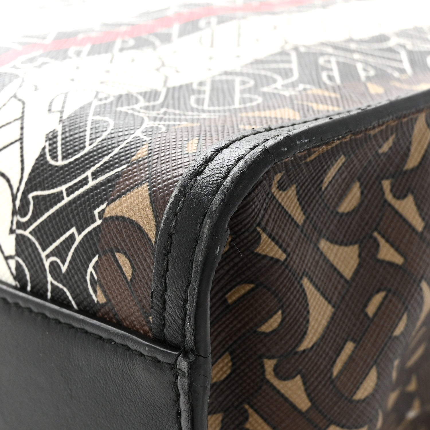 Burberry E-Canvas Monogram Stripe Book Tote Bridle Brown 13 of 21