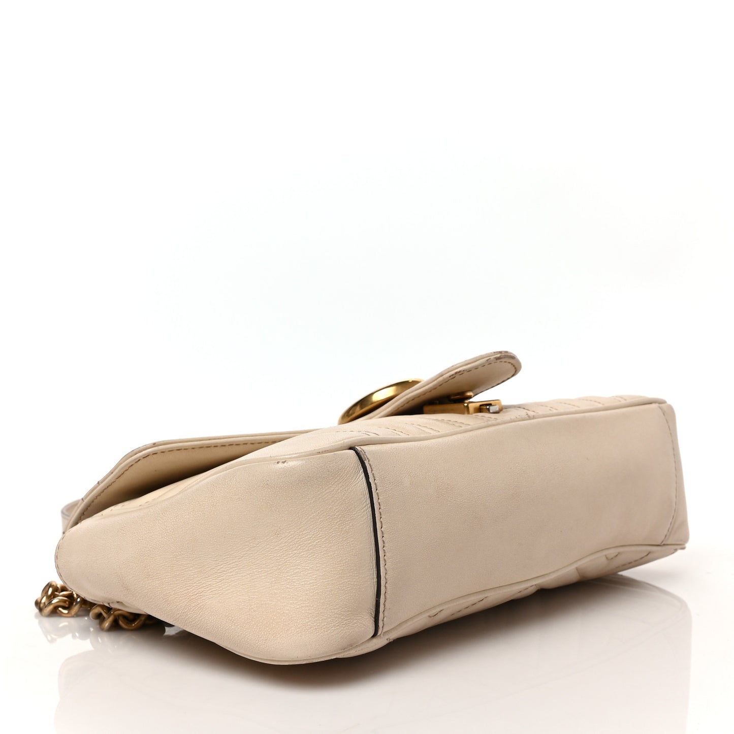 Calfskin Matelasse Small GG Marmont Shoulder Bag White