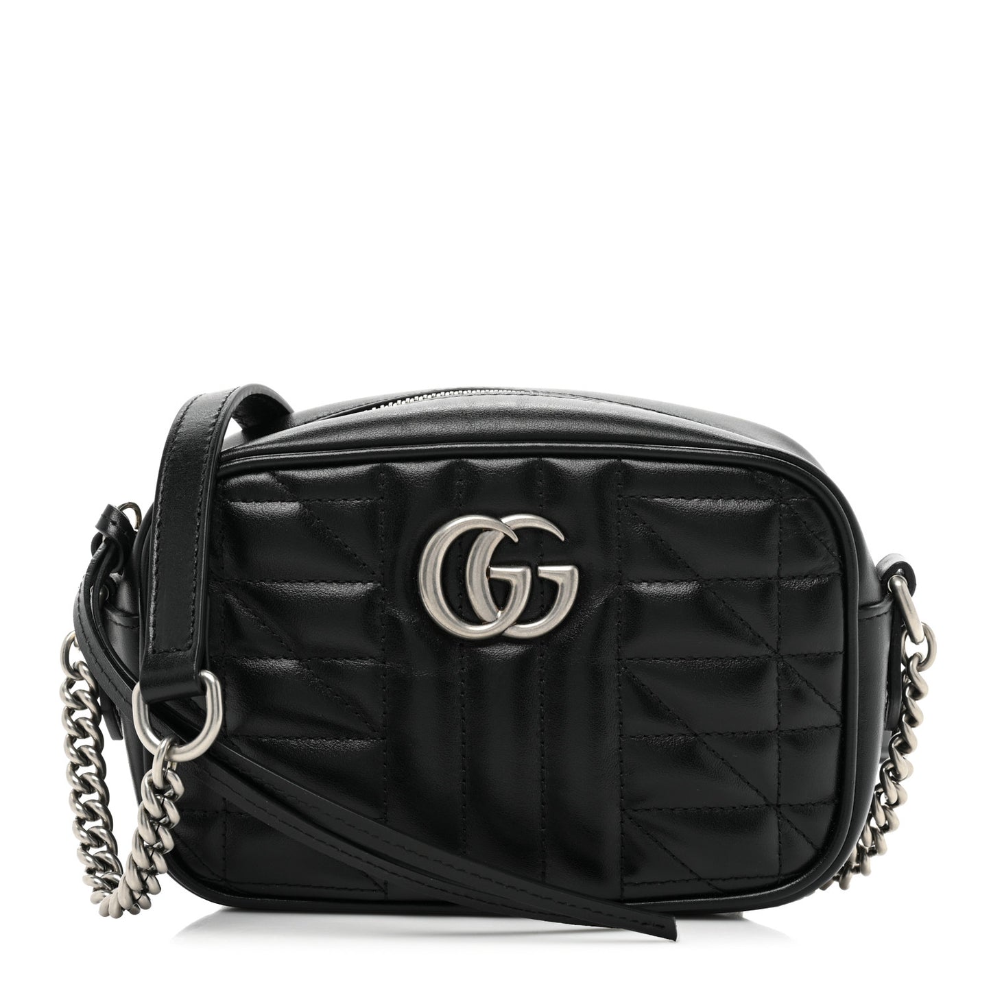 Calfskin Matelasse Aria Mini GG Marmont Chain Shoulder Bag Black