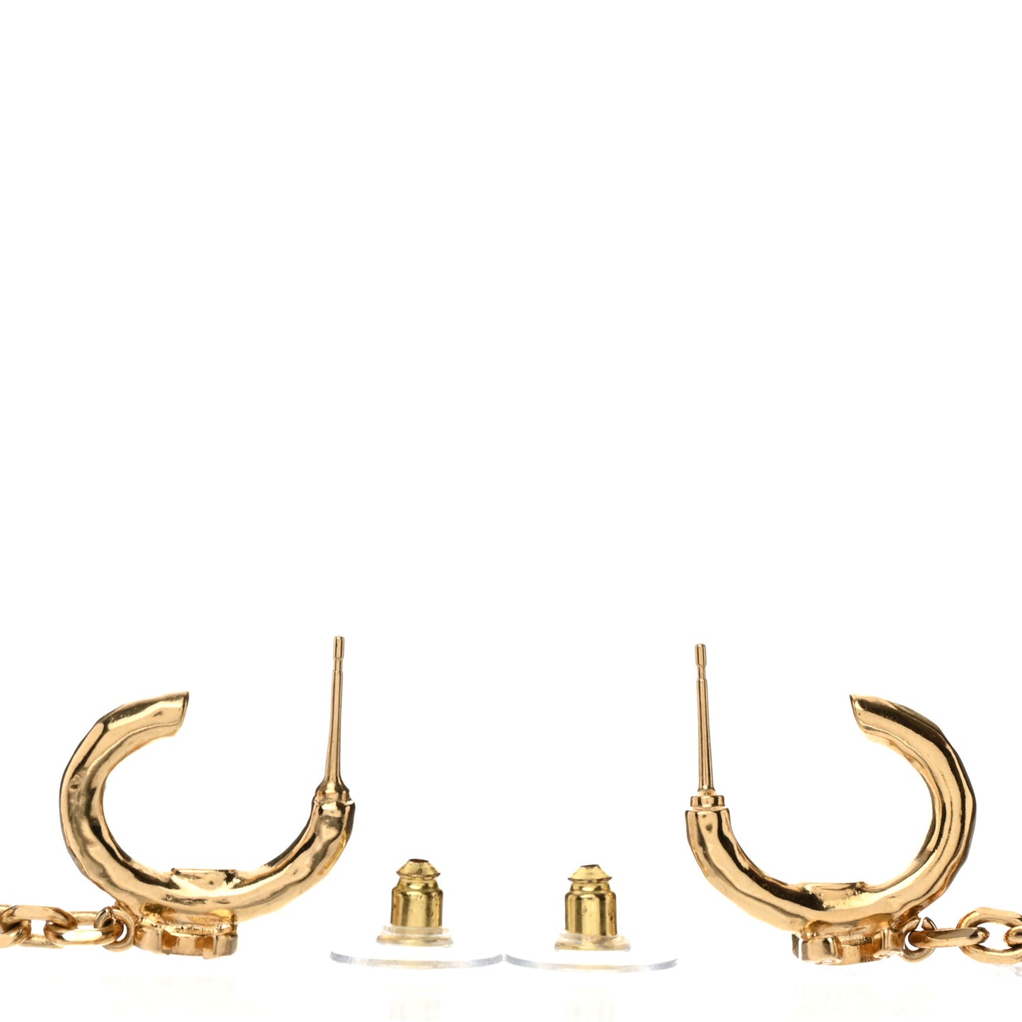 Crystal Chain CC Climber Earrings Gold