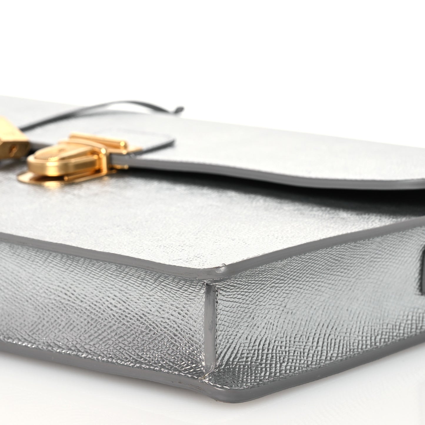 Grained Calfskin Cartable Medium Briefcase Silver