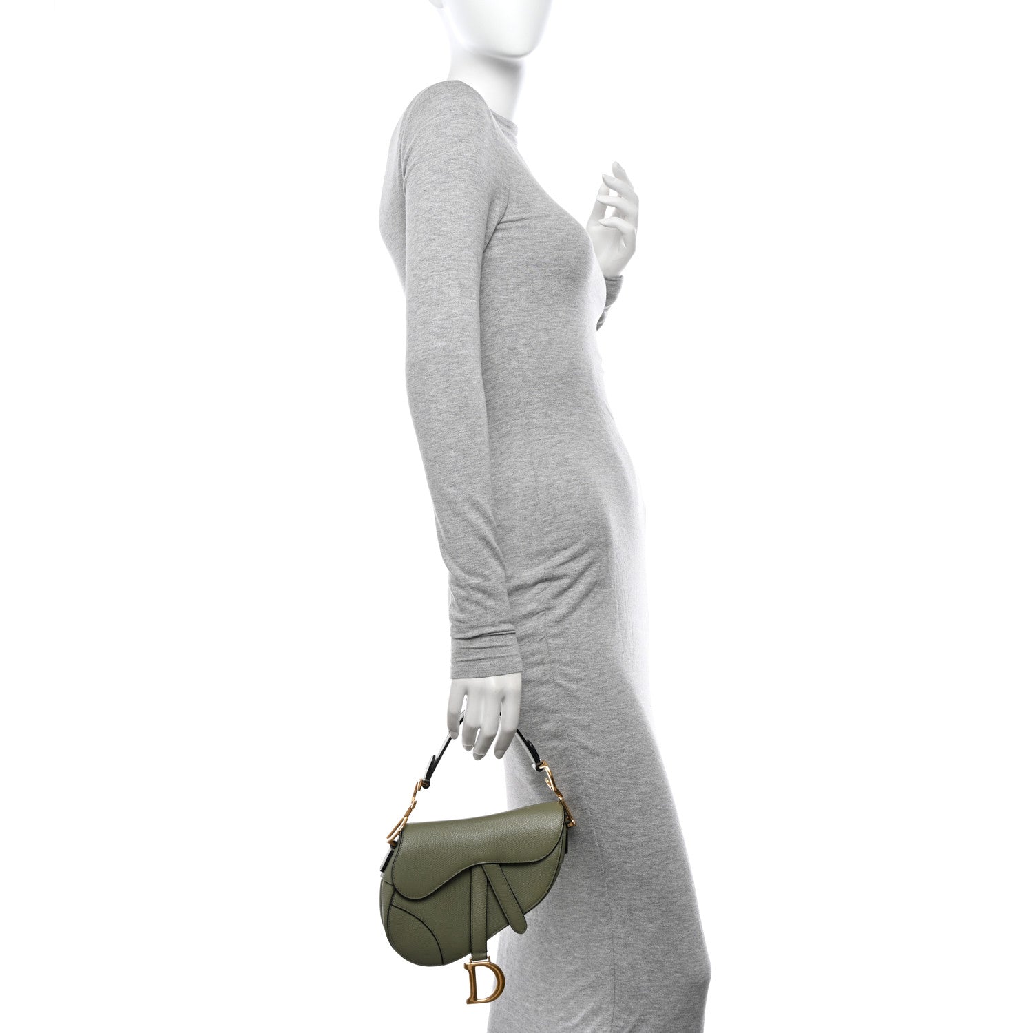 Christian Dior Grained Calfskin Mini Saddle Bag Sage Green 2 of 16
