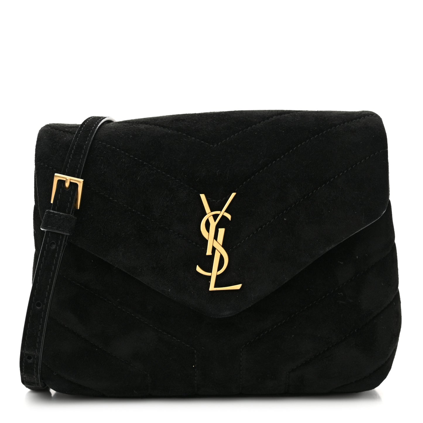 Suede Y Quilted Monogram Toy Loulou Crossbody Bag Black