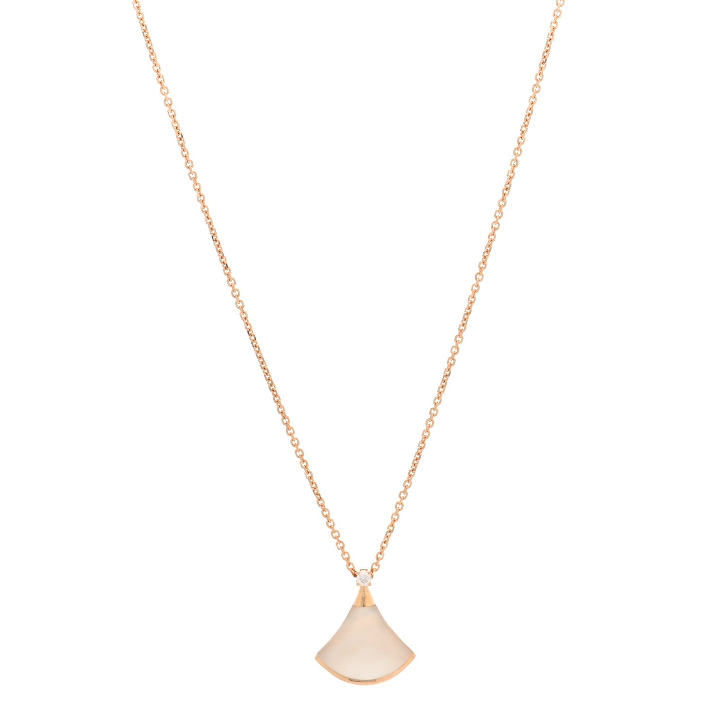 Bulgari 18K Rose Gold Diamond Mother of Pearl Small Divas' Dream Pendant Necklace 1 of 4