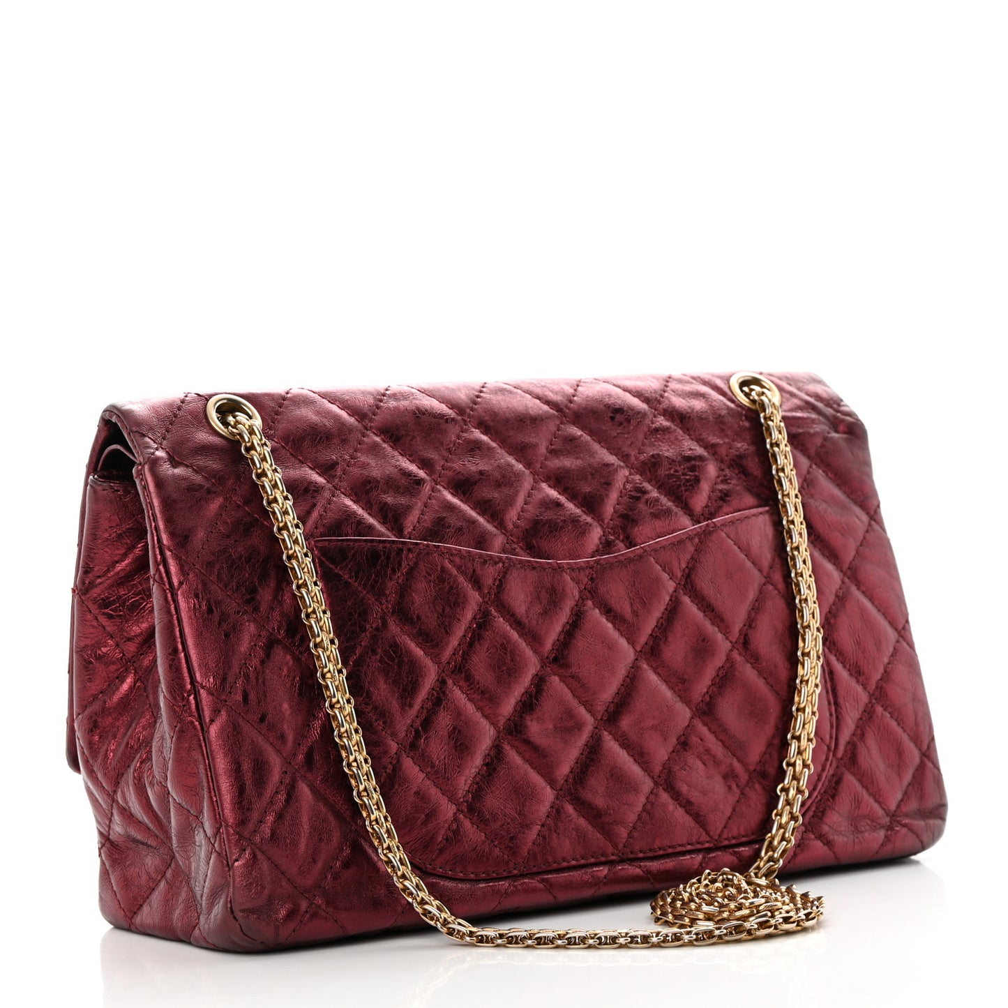 Metallic Aged Calfskin Quilted 2.55 Reissue 227 Flap Dark Red