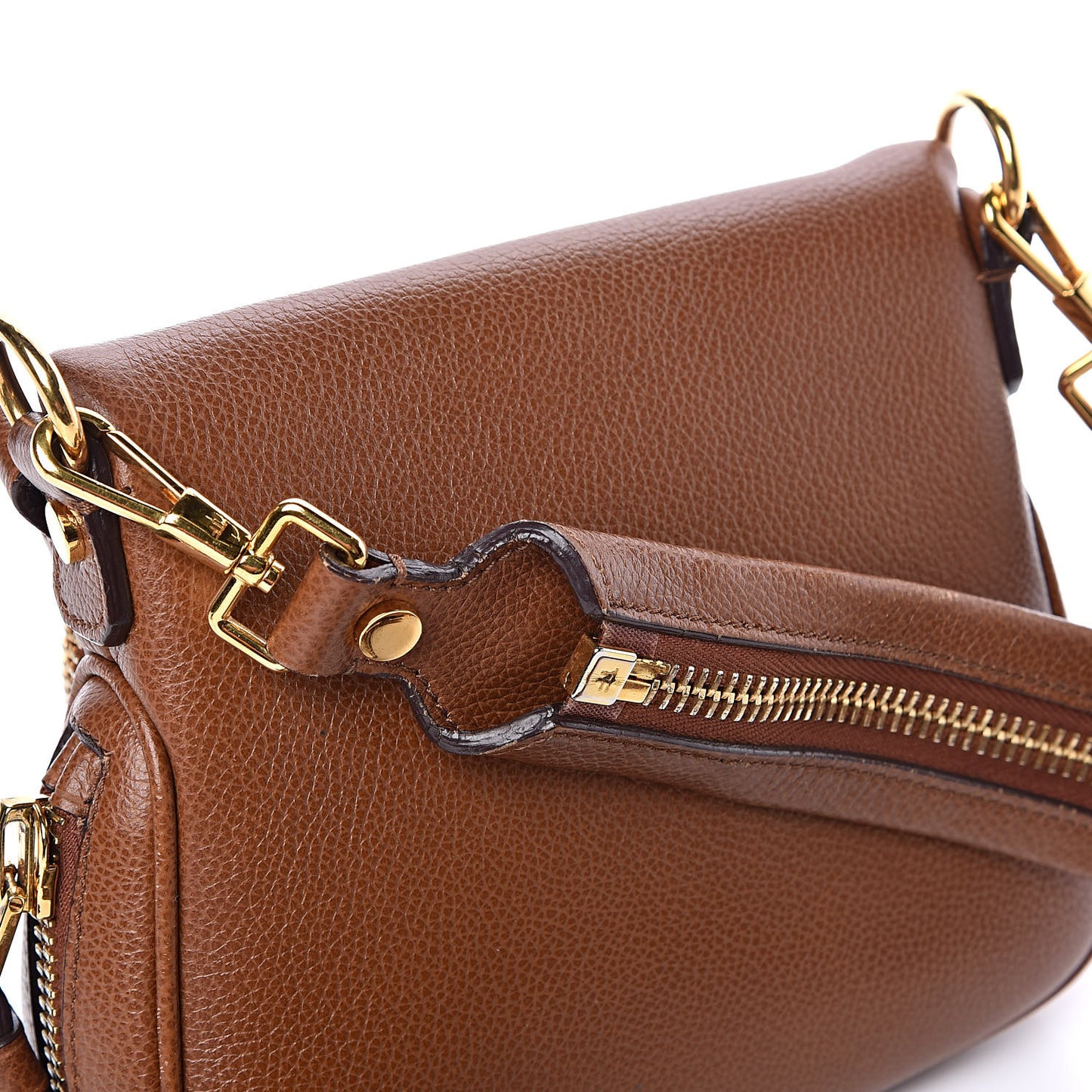 Pebbled Calfskin Mini Jennifer Crossbody Bag Caramel