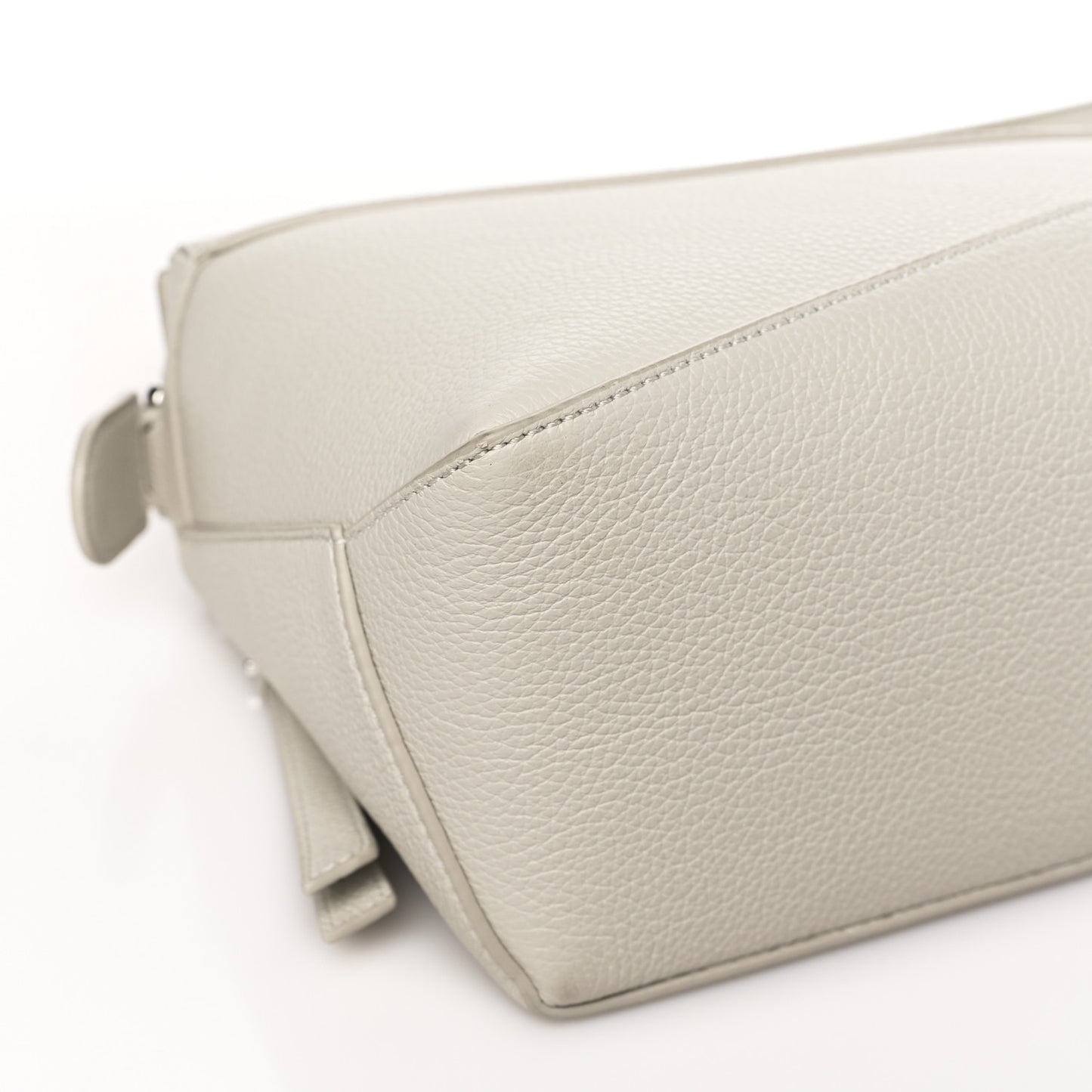 Soft Grained Small Puzzle Edge Bag Soft White