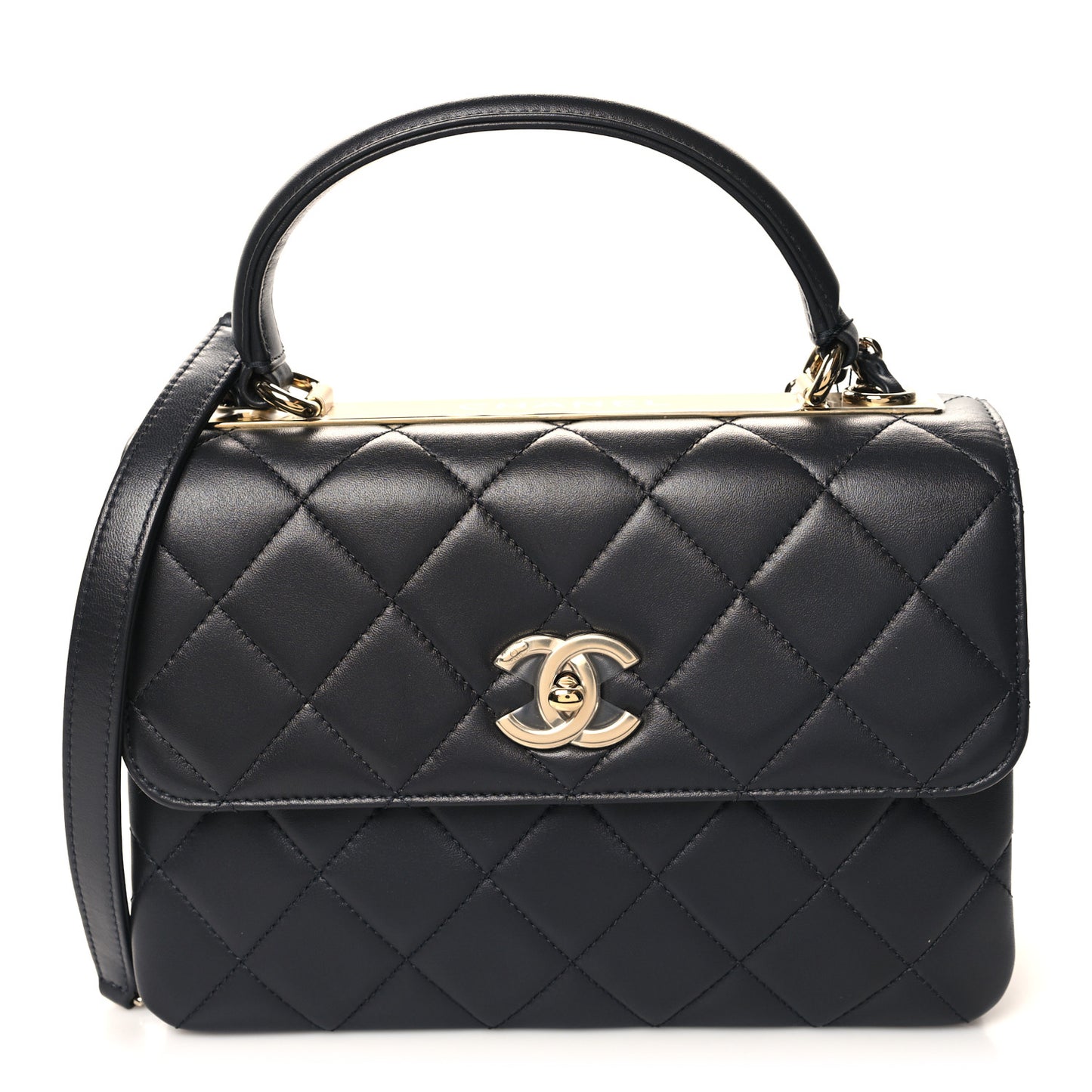 Lambskin Quilted Small Trendy CC Dual Handle Flap Bag Dark Grey