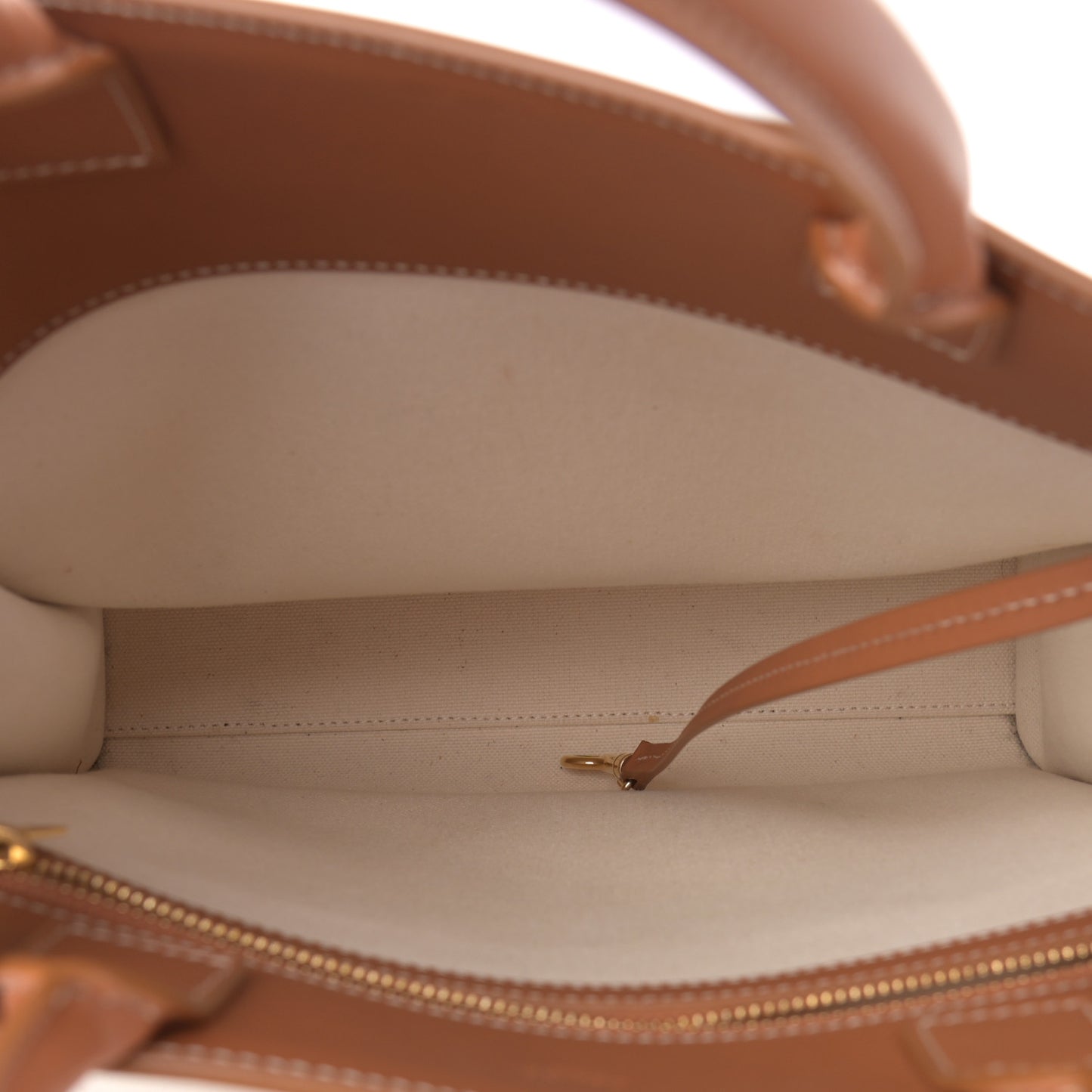 Canvas Calfskin Logo Print Small Vertical Cabas Natural Tan