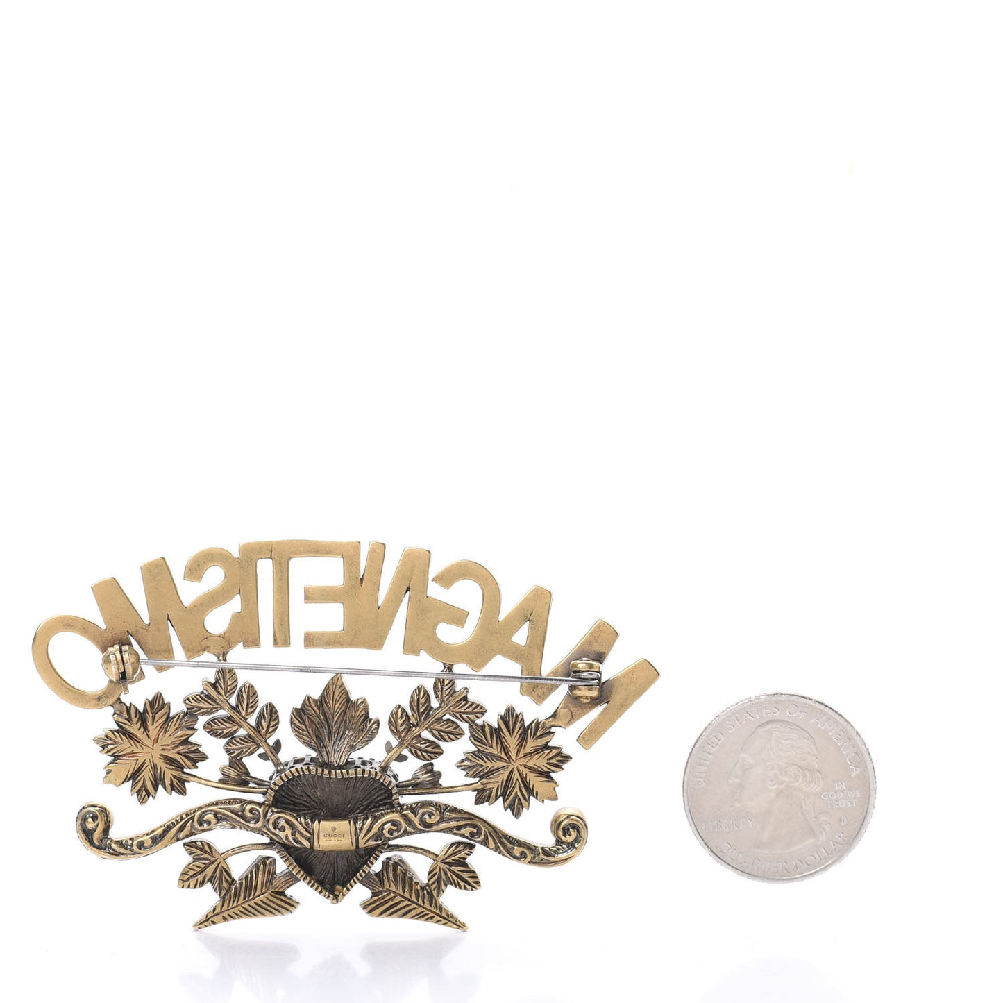 Metal Crystal Magnetismo Brooch Aged Gold