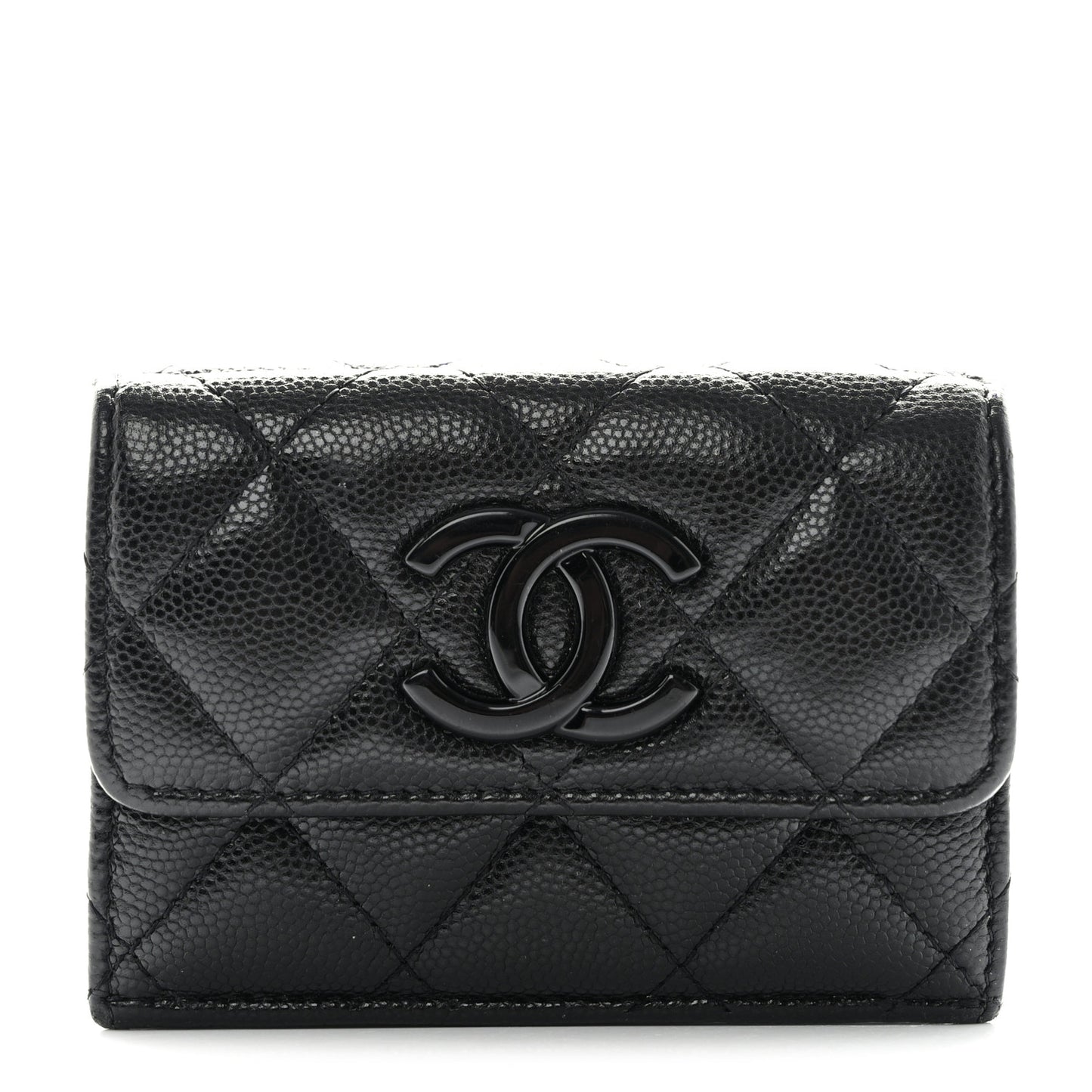 Caviar Quilted My Everything Small Flap Wallet Black