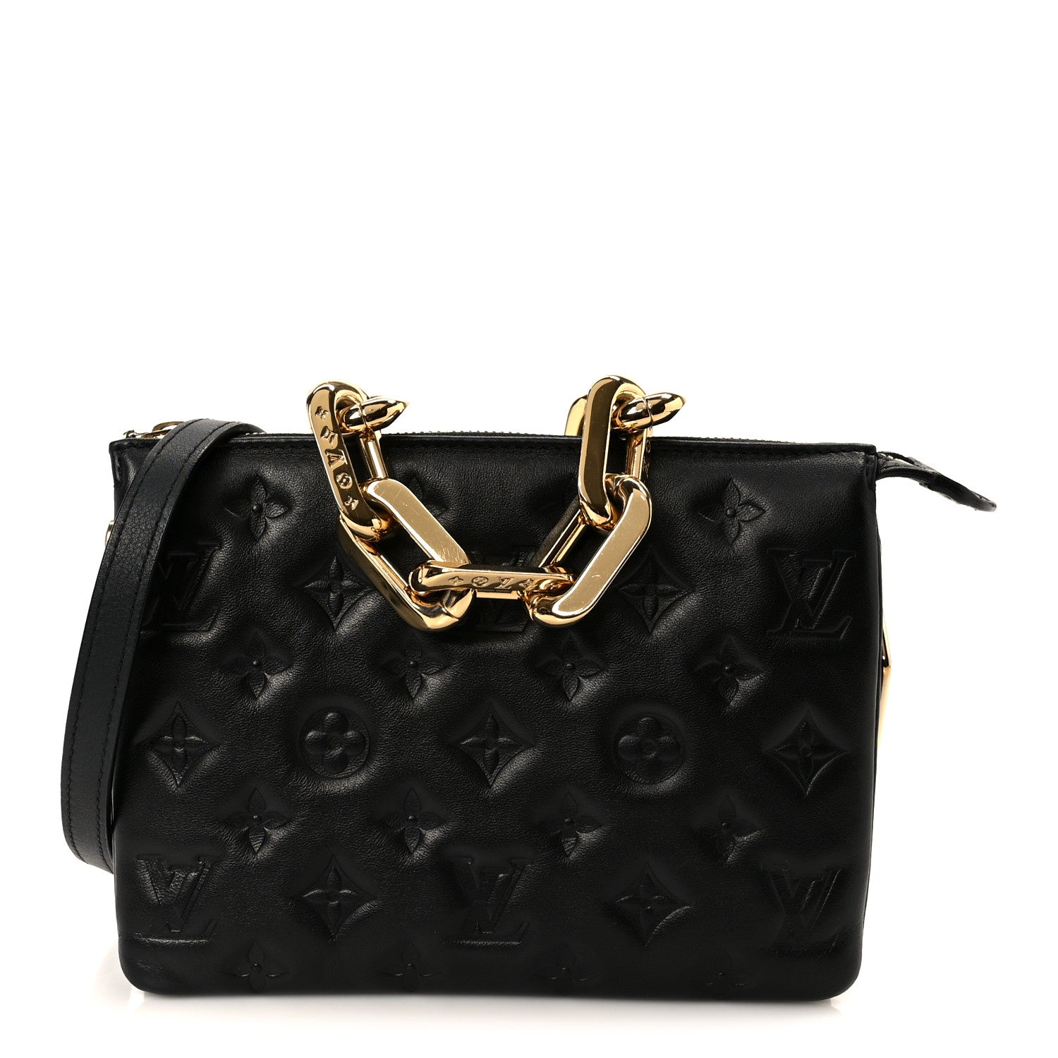 Louis Vuitton Lambskin Embossed Monogram Coussin BB Black 1826881