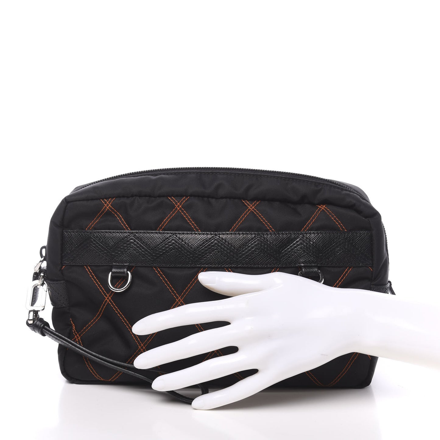 Nylon Tessuto Impuntu Quilted Shoulder Bag Black