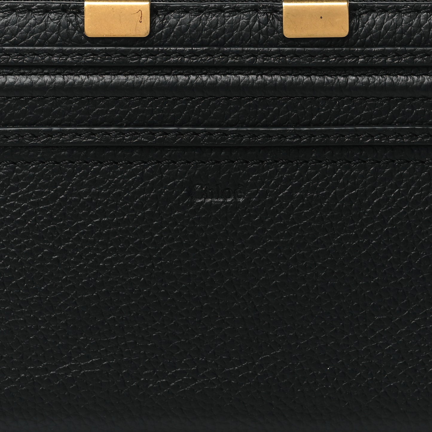Grained Calfskin Marcie Long Zip Around Wallet Black