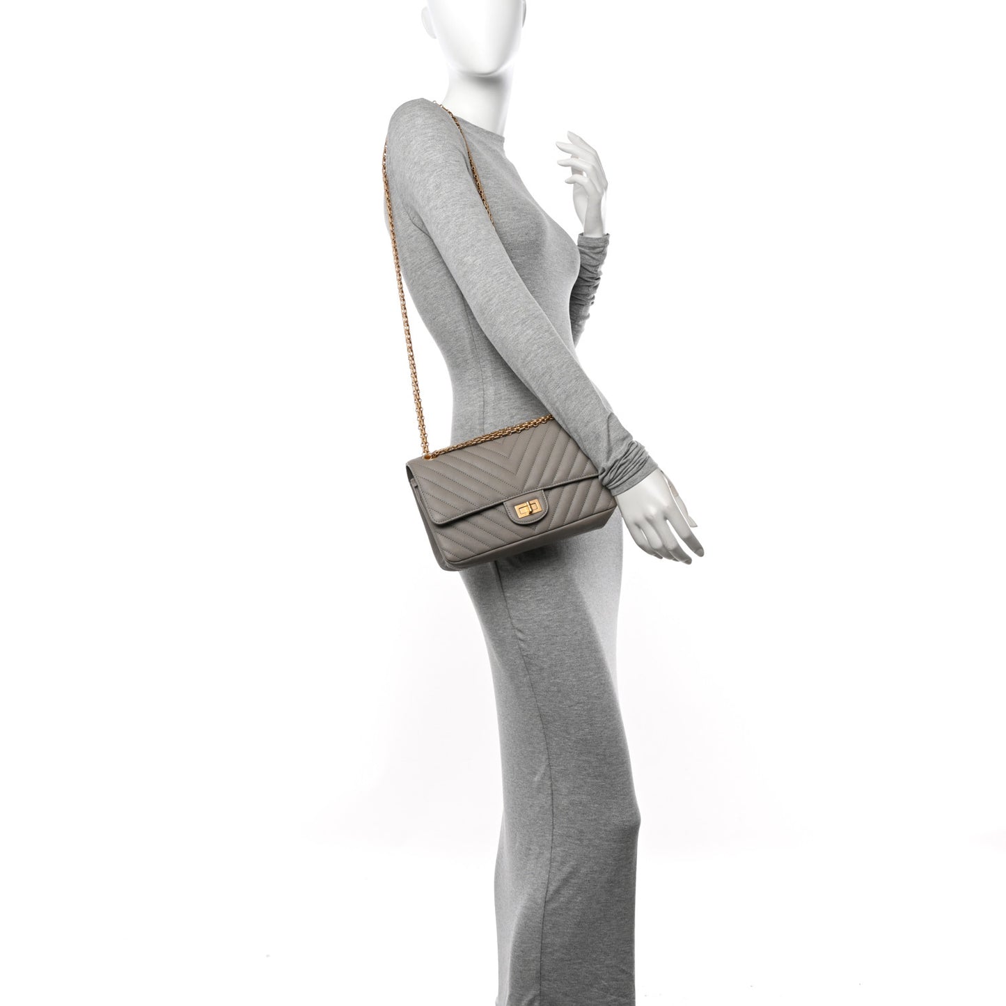 Calfskin Chevron Quilted 2.55 Reissue 225 Flap Grey