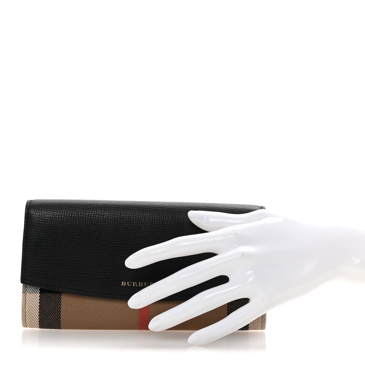 Grainy Calfskin House Check Continental Wallet Black