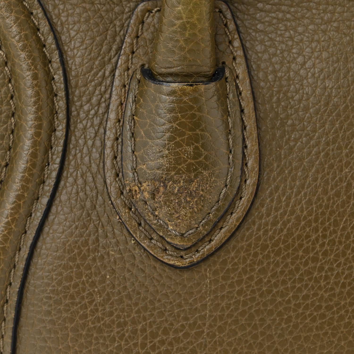 Celine Drummed Calfskin Nano Luggage Dark Olive 11 of 14