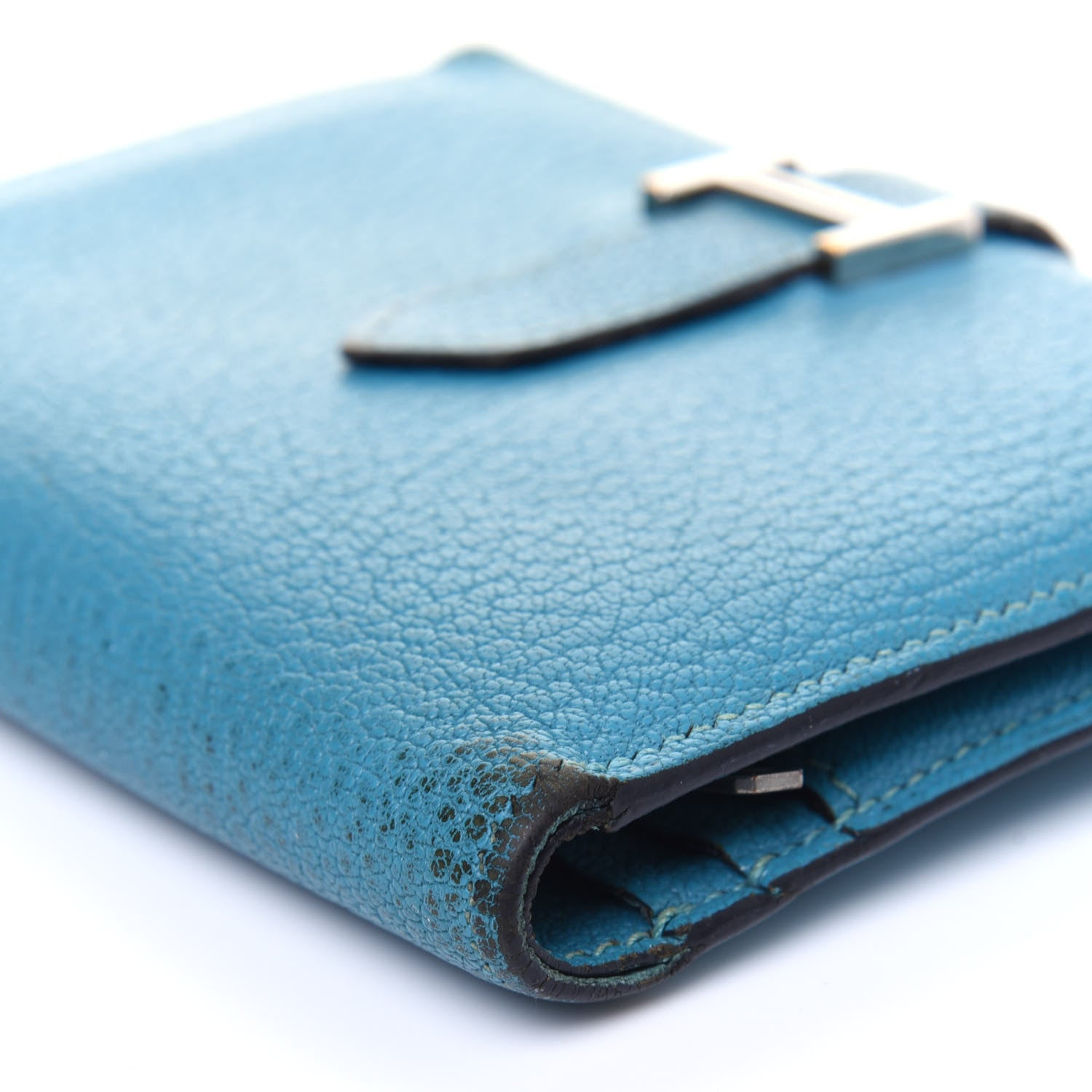 Hermes Chevre Mysore Compact Bearn Wallet Blue Jean 15 of 29