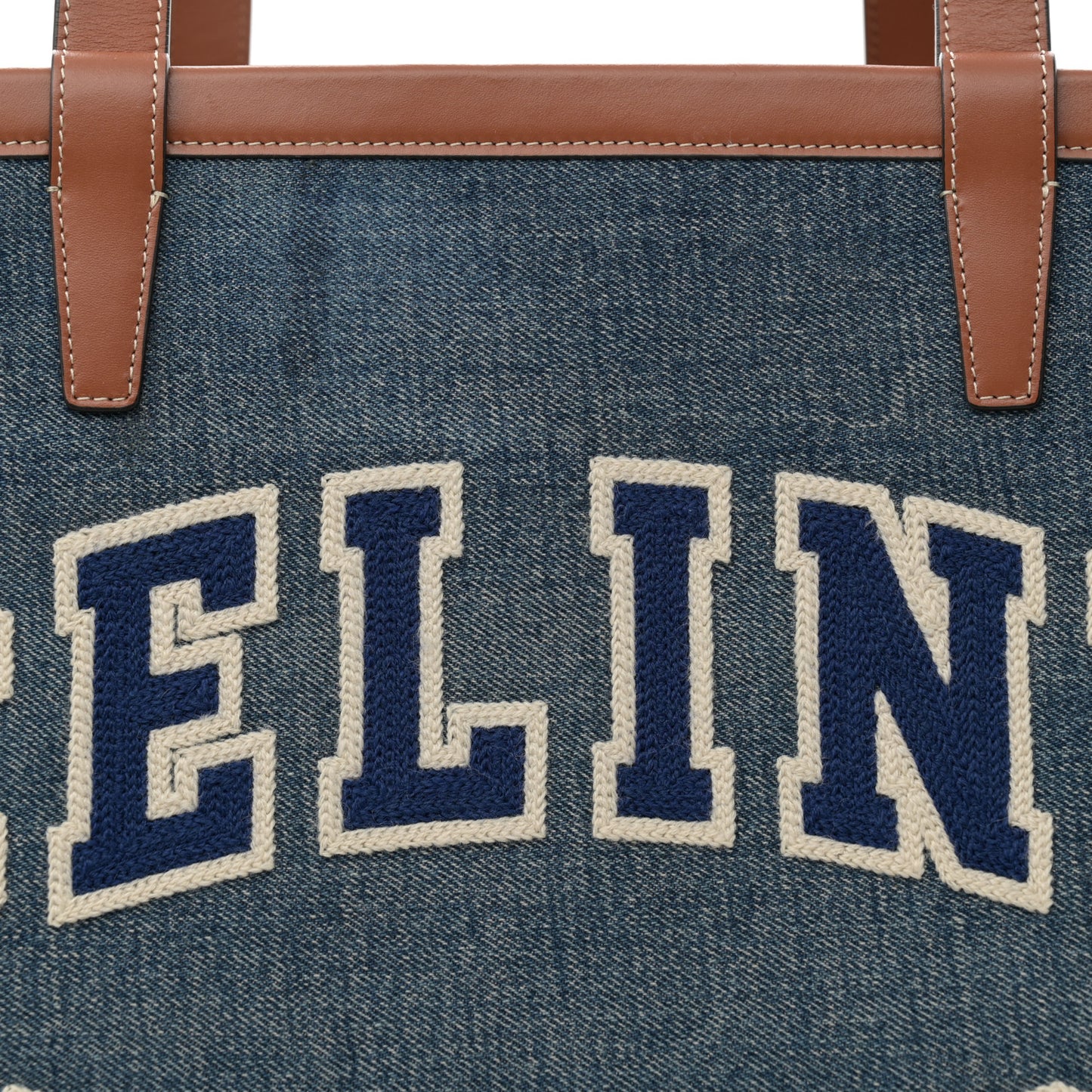 Denim Calfskin Large Couffin Logo Tote Blue