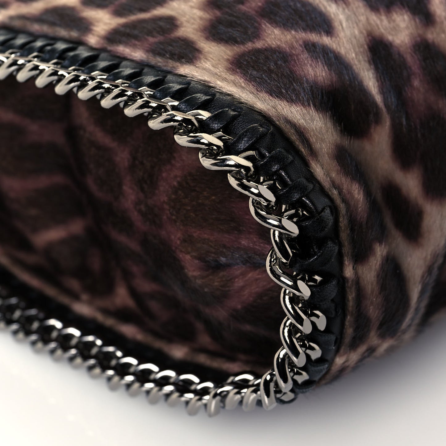 Faux Calf Hair Leopard Print Small Falabella Tote Brown