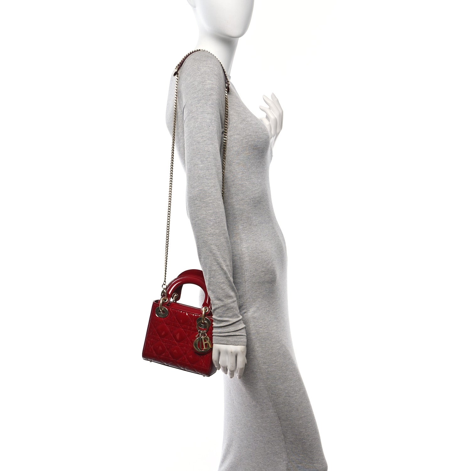 Christian Dior Patent Cannage Mini Lady Dior Red 2 of 12