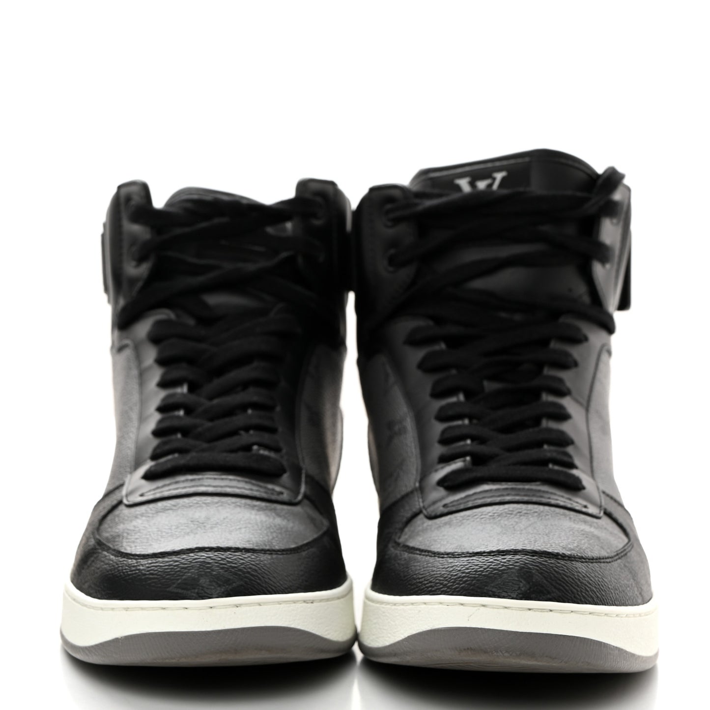 Calfskin Monogram Eclipse Mens Rivoli High Top Sneakers 10.5 Black Grey