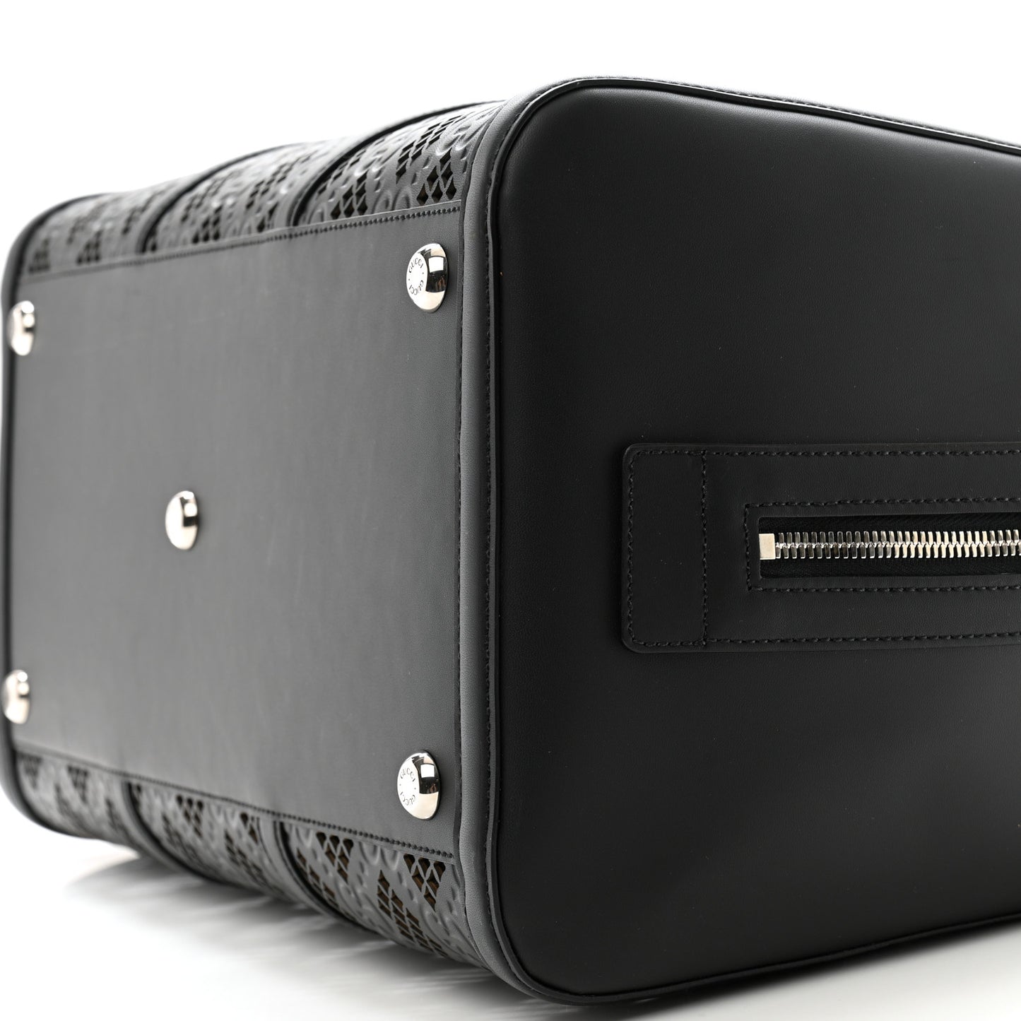 Calfskin GG Monogram Diamond Cut Duffle Bag Black