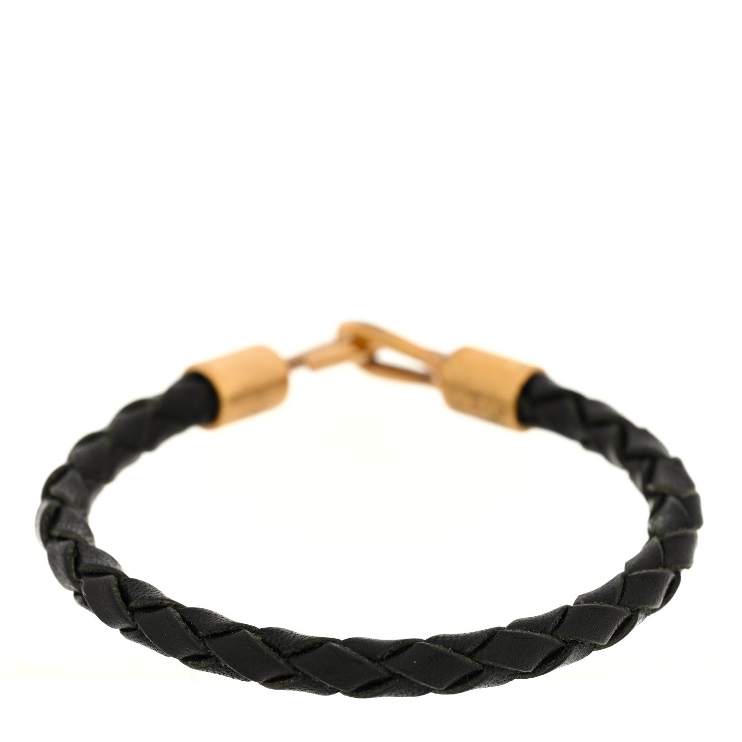 Saint Laurent Calfskin Braided Bracelet Black Gold 3 of 4