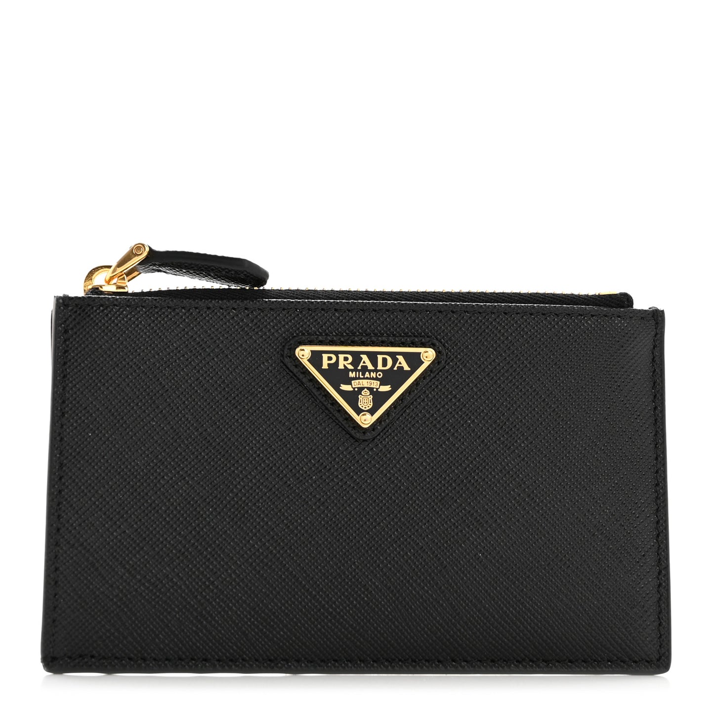 Saffiano Triangle Zip Card Holder Black