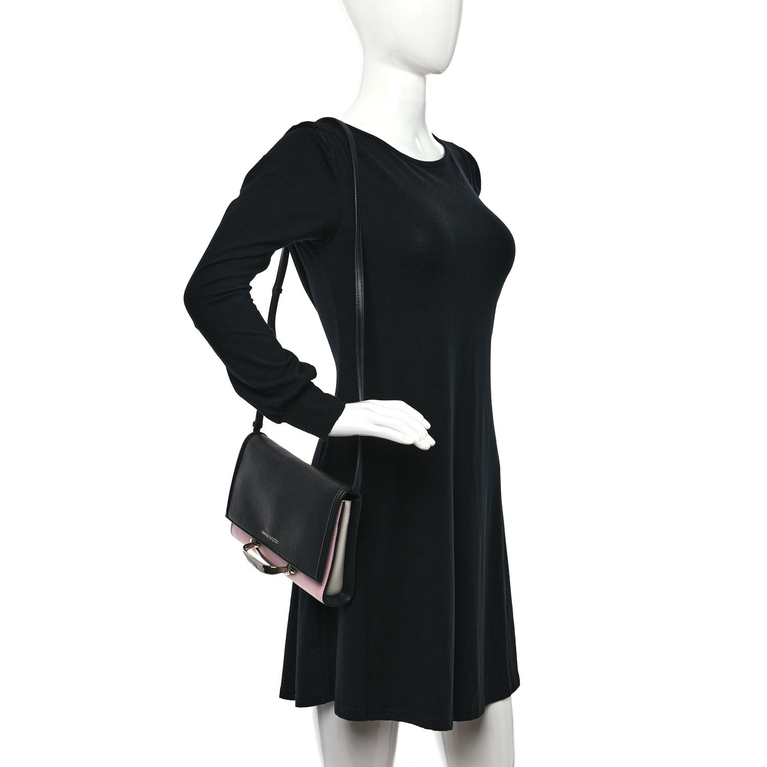 Alexander McQueen Calfskin The Story Shoulder Bag Black Pink 2 of 8