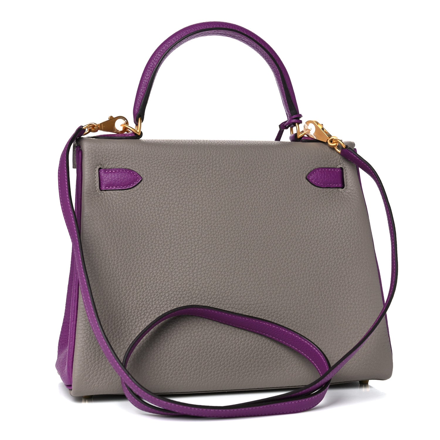 Hermes Togo Horseshoe Kelly Retourne 28 Gris Asphalte Anemone 3 of 15