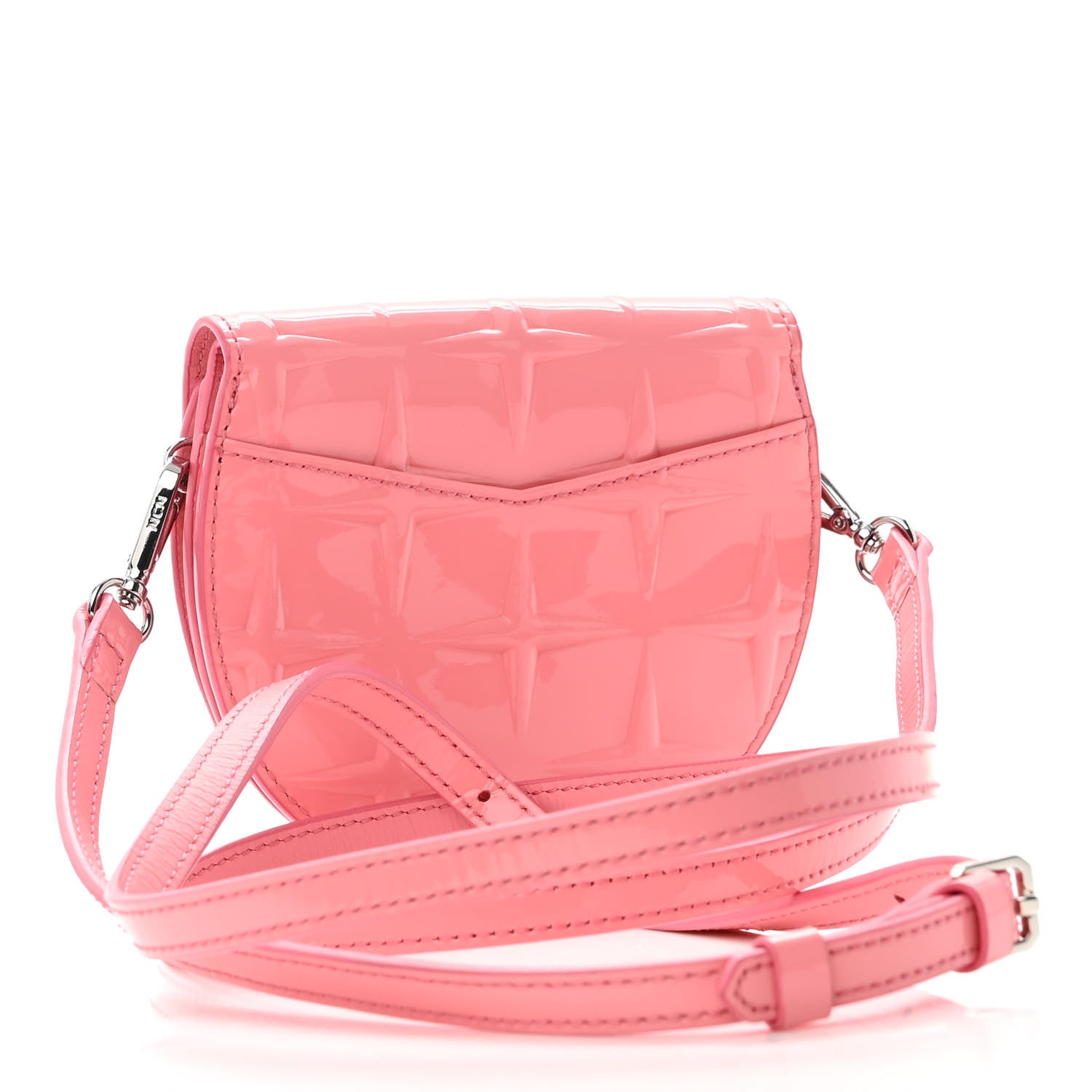 MCM Diamond Patent Patricia Round Crossbody Bag Salmon Rose 3 of 8