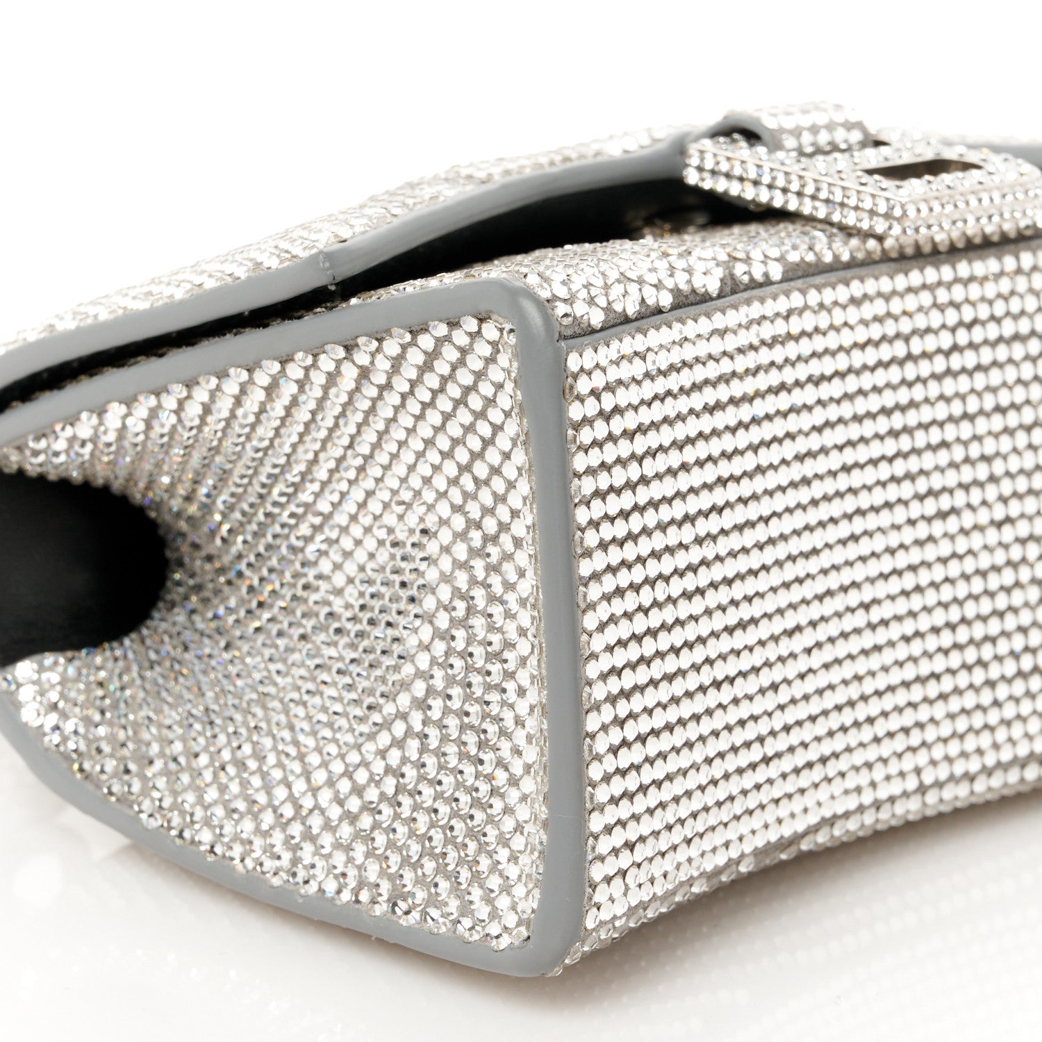 Balenciaga Strass Suede Hourglass Top Handle Bag XS Smoke Grey Crystal 9 of 10