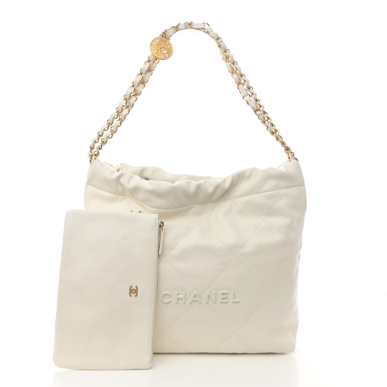 Chanel Shiny Caviar Quilted Monochrome Small Chanel 22 White 3 of 14